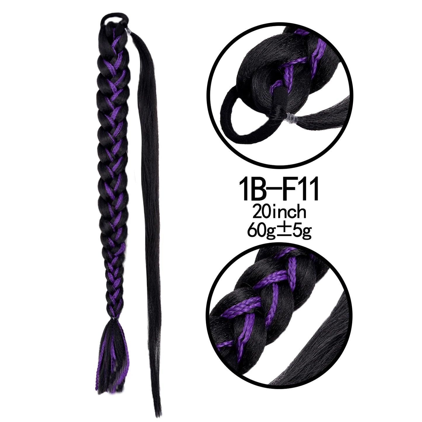 TEEK - 20 Inch Long Braided Synthetic PonytailHair Extension