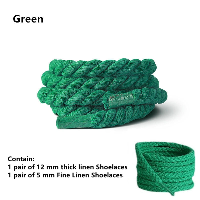 TEEK - 2 Pair Weaving Style Bold Shoelaces SHOELACES theteekdotcom Green 100cm/39.37in 