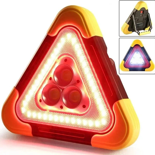 2-IN-1 Solar Emergency Triangular Roadside Warning Light Safety Emergency Breakdown Alarm Lamp Portable Flashing Light on Hand TEEK