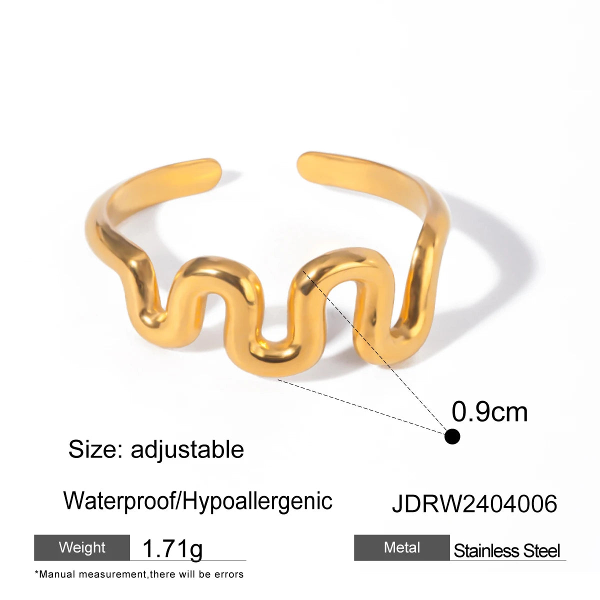 TEEK - 18K Gold Color Plated Stainless Steel Stackable Ring JEWELRY theteekdotcom JDRW2404006