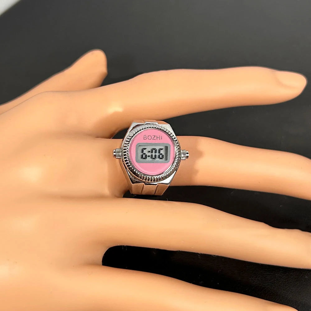 TEEK - Mini Electronic Digital Watch Finger Rings WATCH theteekdotcom silver-pink  