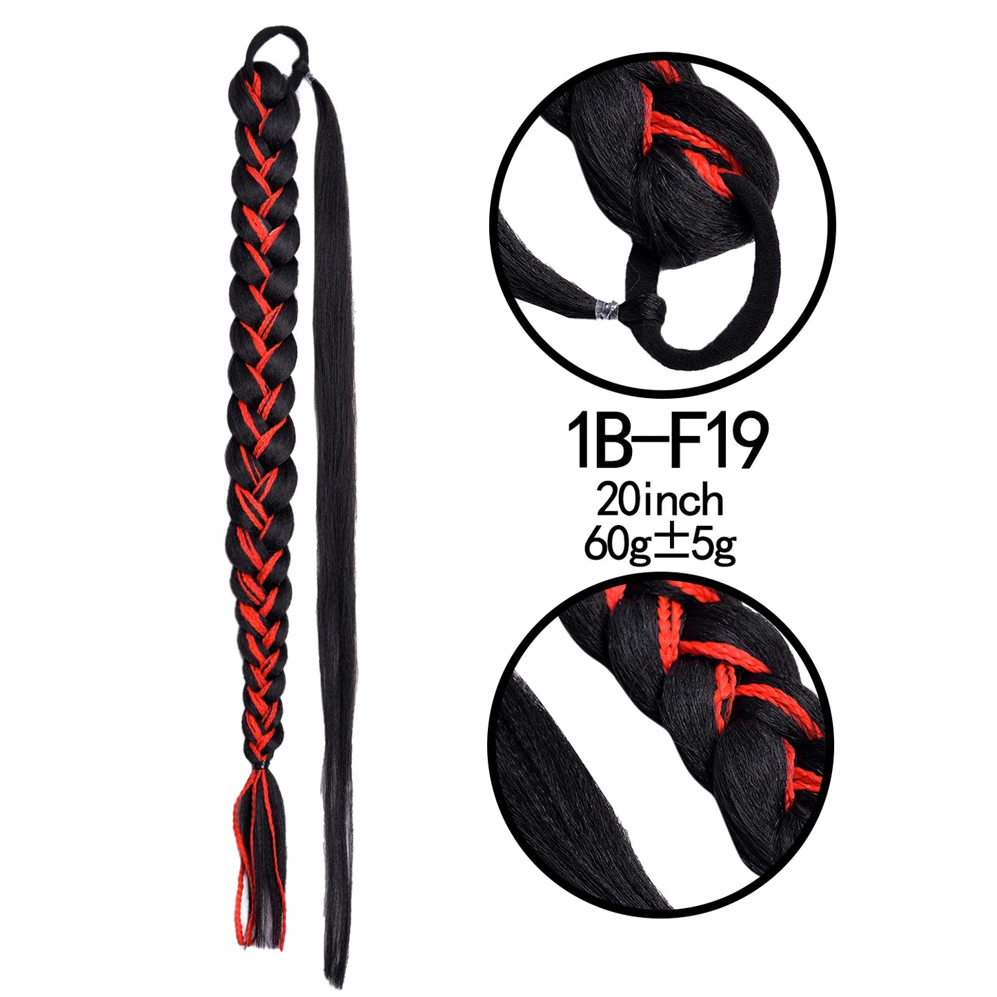TEEK - 20 Inch Long Braided Synthetic PonytailHair Extension