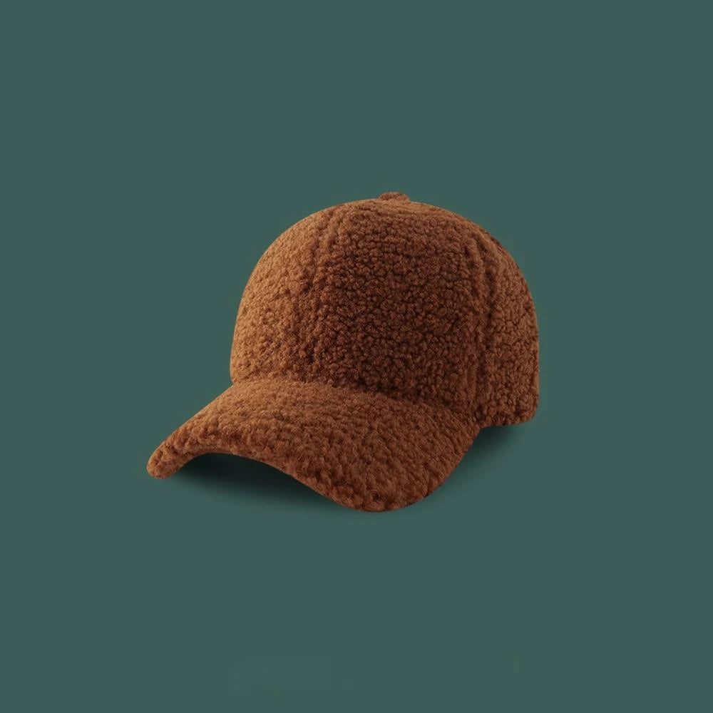 Artificial Lamb Wool Baseball Cap Women Winter Warm Hat Men Outdoor Sports Travels Baseball Hats Autumn Spring Hats TEEK color5 56-58cm