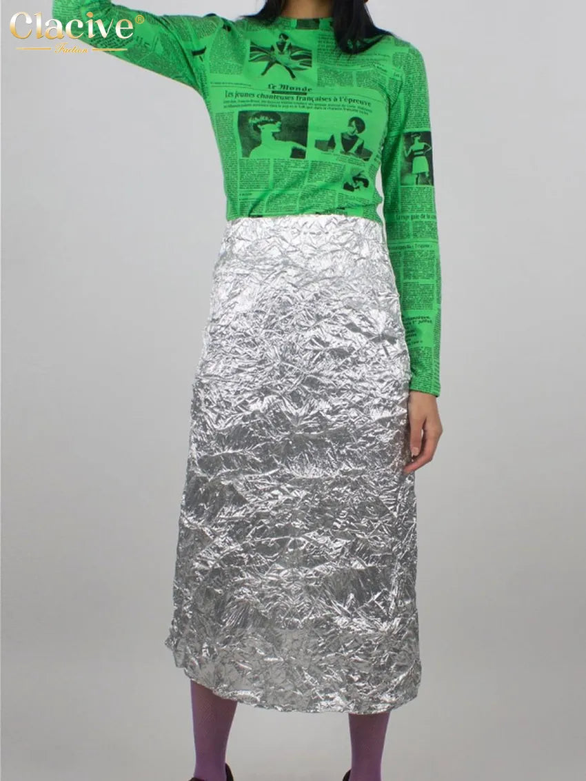 TEEK - Slim Uncrunched Skirt SKIRT theteekdotcom Silver S 