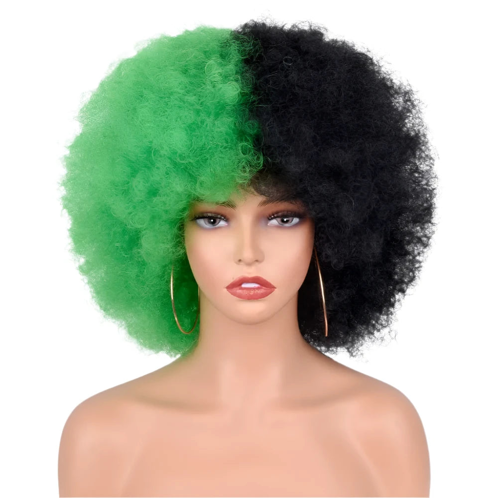 TEEK - Short Hair Afro Curly Wig HAIR theteekdotcom F1b-green 10inches 