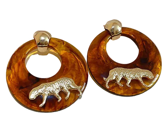 TEEK - Maillard Smudged Tiger Animal Resin Earrings