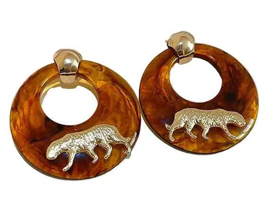 TEEK - Maillard Smudged Tiger Animal Resin Earrings