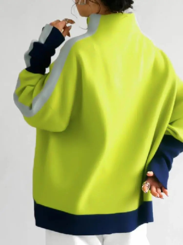 TEEK - Contrast High Neck Sweatshirt TOPS theteekdotcom   