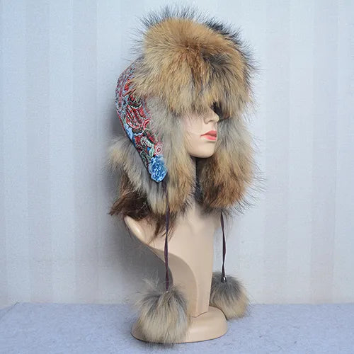 TEEK - Winter Real Fox Fluff Hat HAT theteekdotcom raccoon fur 2  