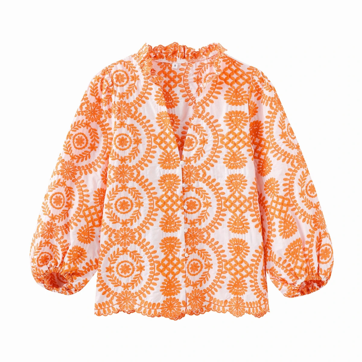 TEEK - Emma Embroidered Blouse TOPS theteekdotcom Orange S 