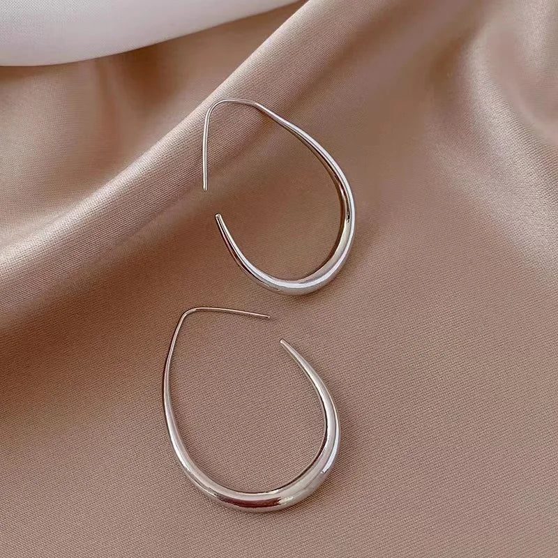 TEEK - Needle Oval Hoop Earrings JEWELRY theteekdotcom silver  