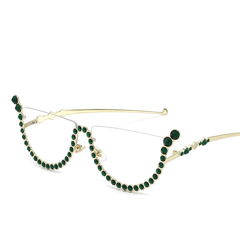 TEEK - Semi Framed Bejeweled Cat Eye Sunglasses EYEGLASSES theteekdotcom C13