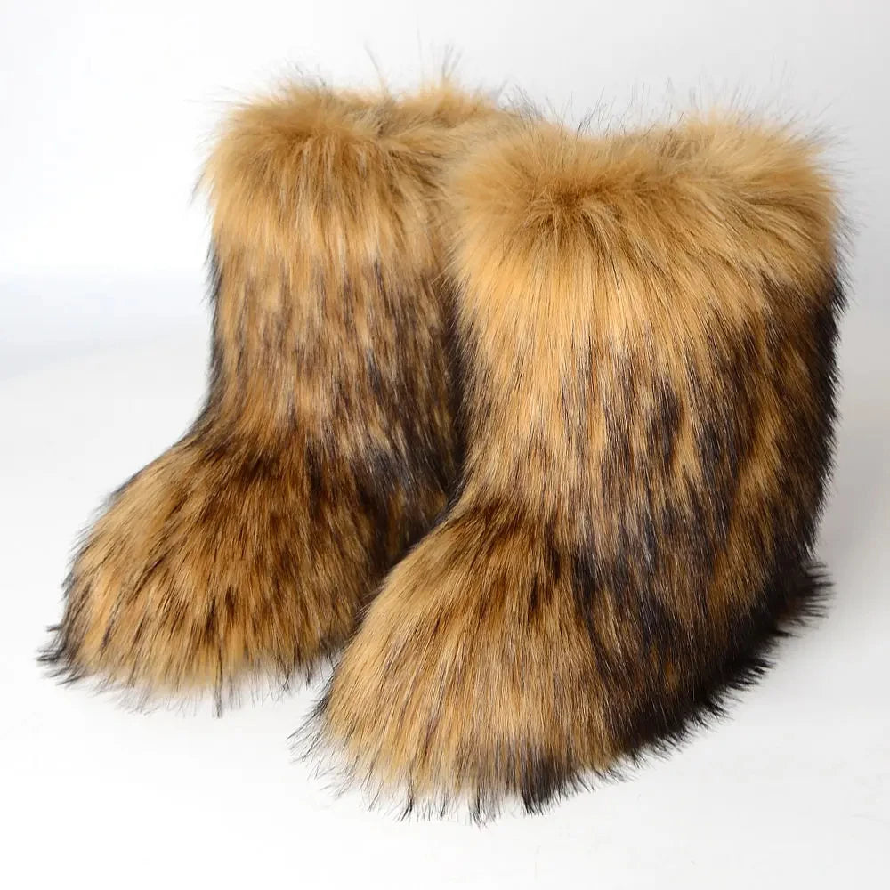 TEEK - Fluffy Faux Fox Fur Boots SHOES theteekdotcom