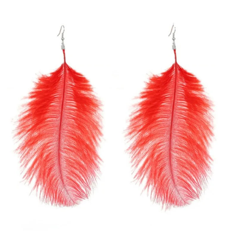 TEEK - Fairy Large Feather Earrings JEWELRY theteekdotcom Red  