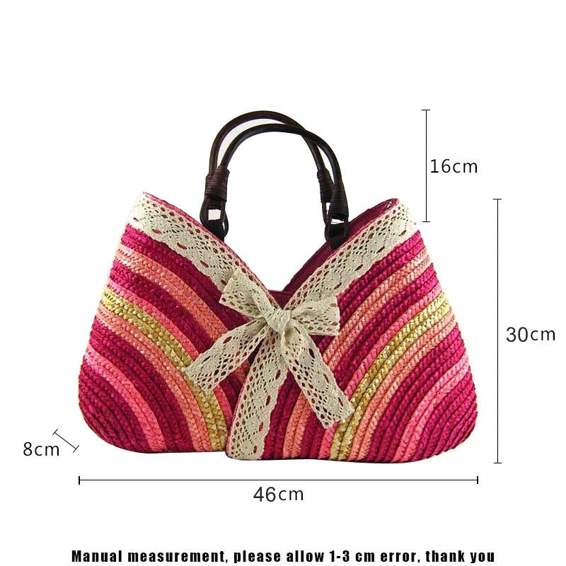 TEEK - Lace Dip Straw Handbag BAG theteekdotcom   