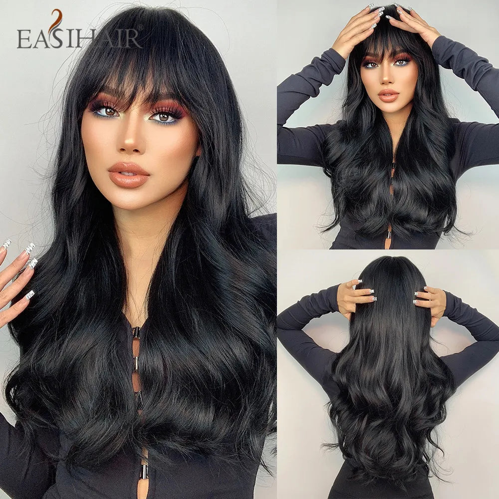 TEEK - Medium Length Wavy Bang Synthetic Wig HAIR theteekdotcom   