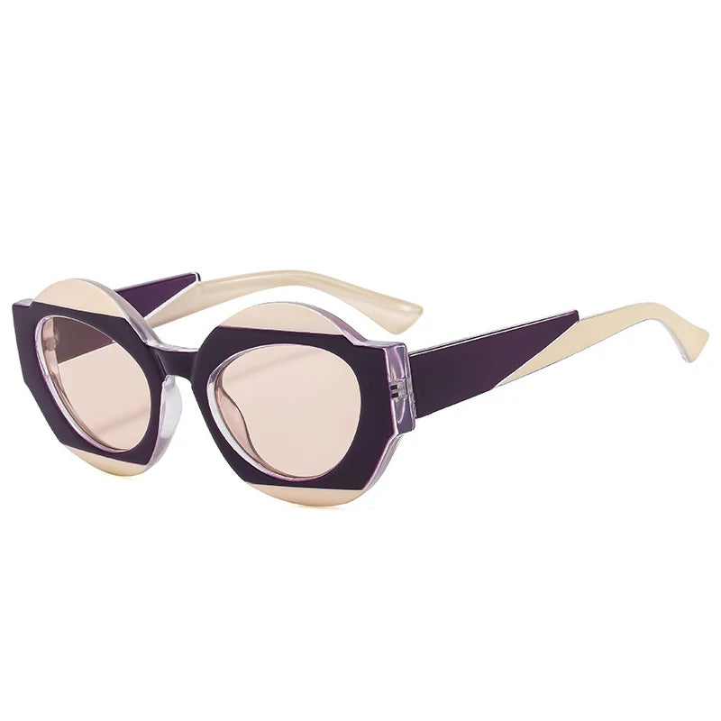 TEEK - Double Color Oval Sunglasses EYEGLASSES theteekdotcom Purple champagne