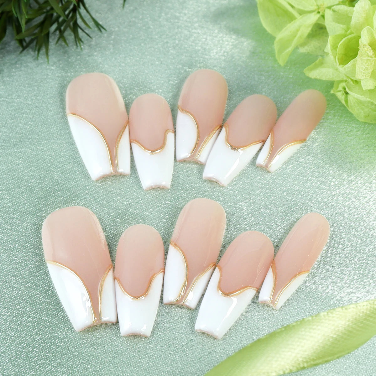 TEEK - 10pcs Pure Handmade 3D Press-On Nails NAIL ART theteekdotcom size-S  