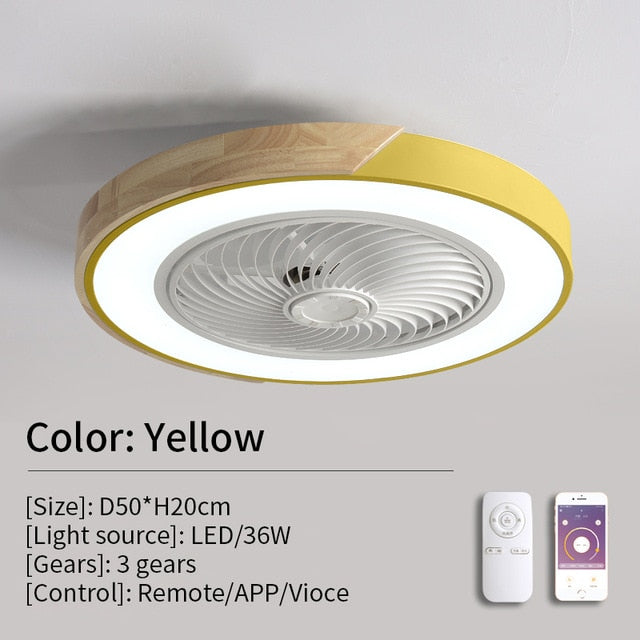 TEEK - Remote LED Ceiling Fan FAN theteekdotcom Yellow 220V RC APP 