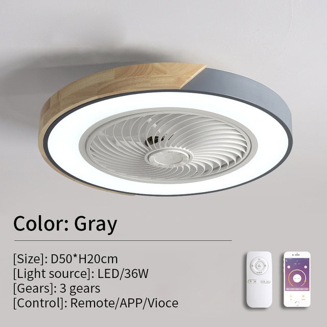 TEEK - Remote LED Ceiling Fan FAN theteekdotcom Grey 220V RC APP 