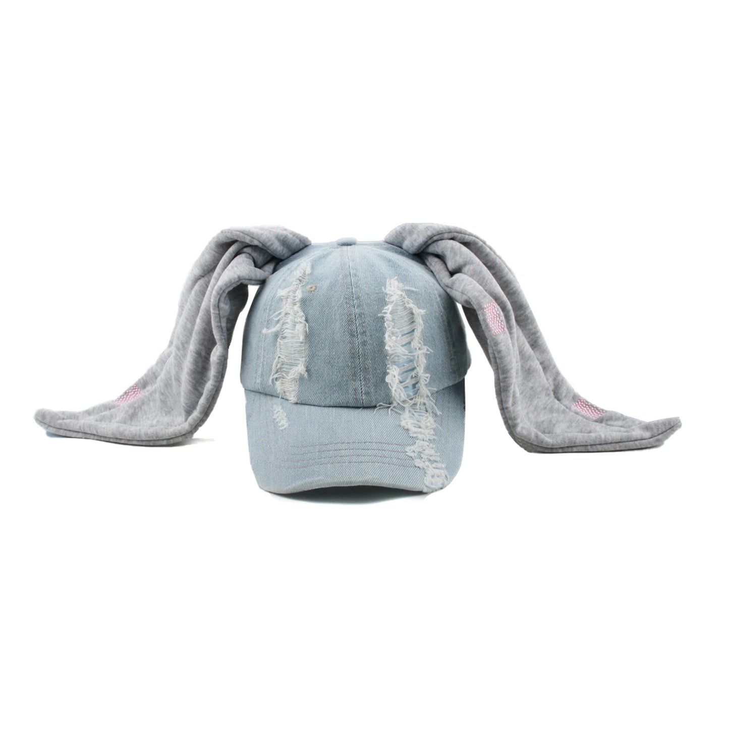 TEEK - Goth Denim Ripped Baseball Cap HAT theteekdotcom w h Rabbit One Size