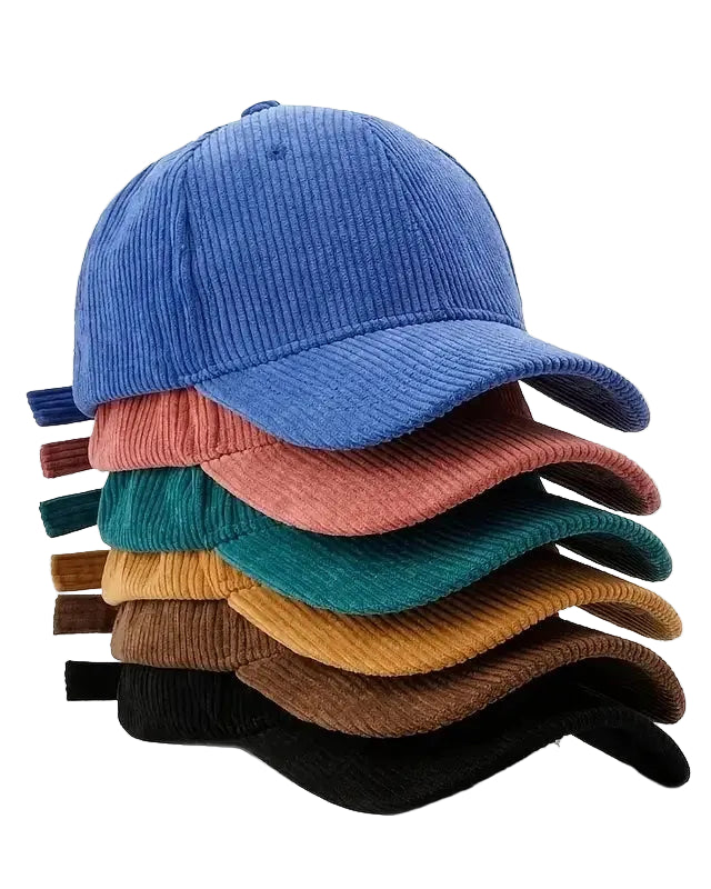 Spring Autumn Corduroy Baseball Caps 100% Cotton Solid Vintage Unisex Baseball Hat for Women Men Adjustable Outdoor Hip Hop Hats TEEK