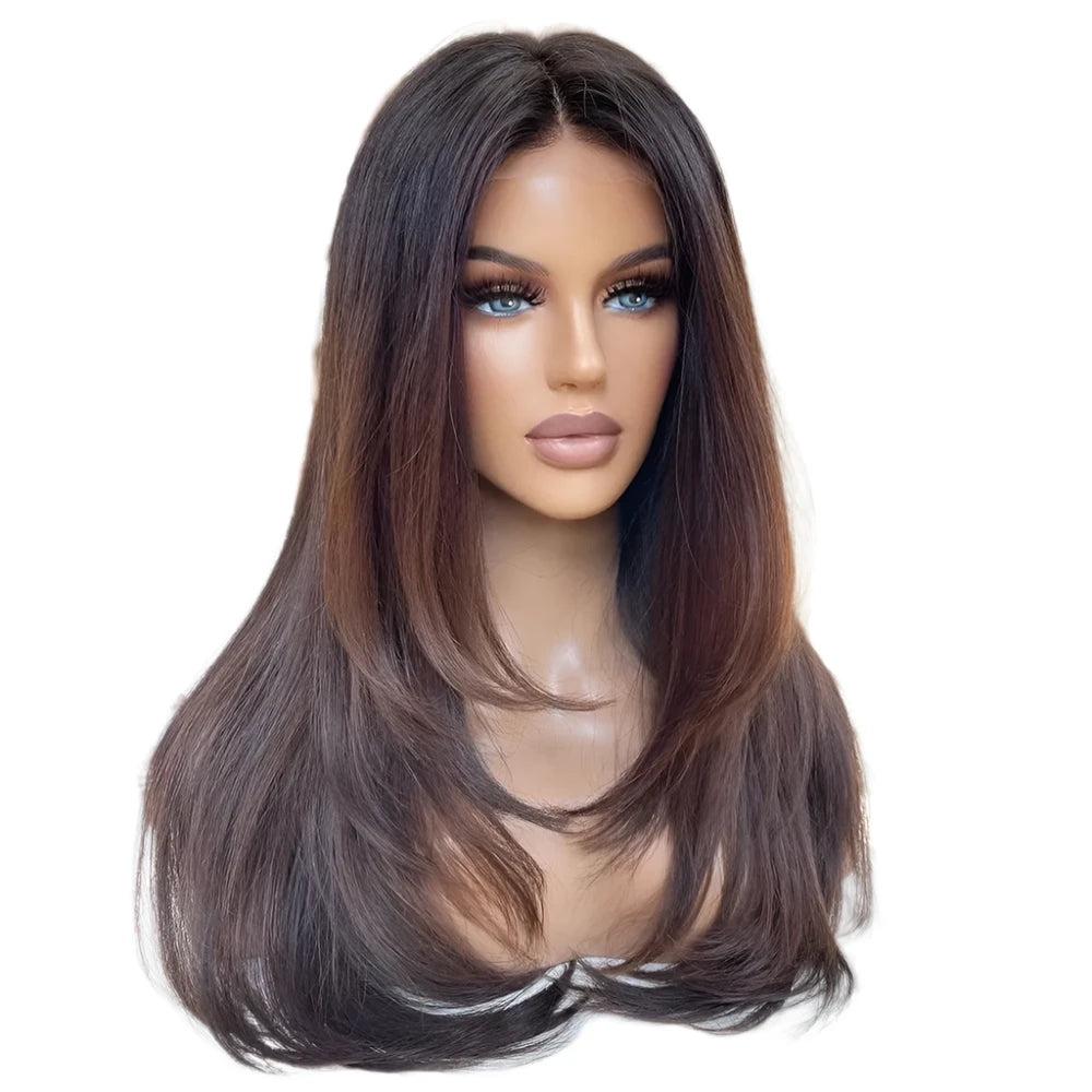 TEEK - Ombre Brown Color 13x4 Lace Front Layered Wig HAIR theteekdotcom 180% 28inches | 4x4 lace closure wig 