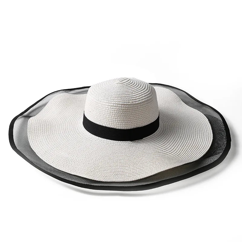 TEEK - Big Brim Mesh Foldable Straw Hat HAT theteekdotcom 4-white  
