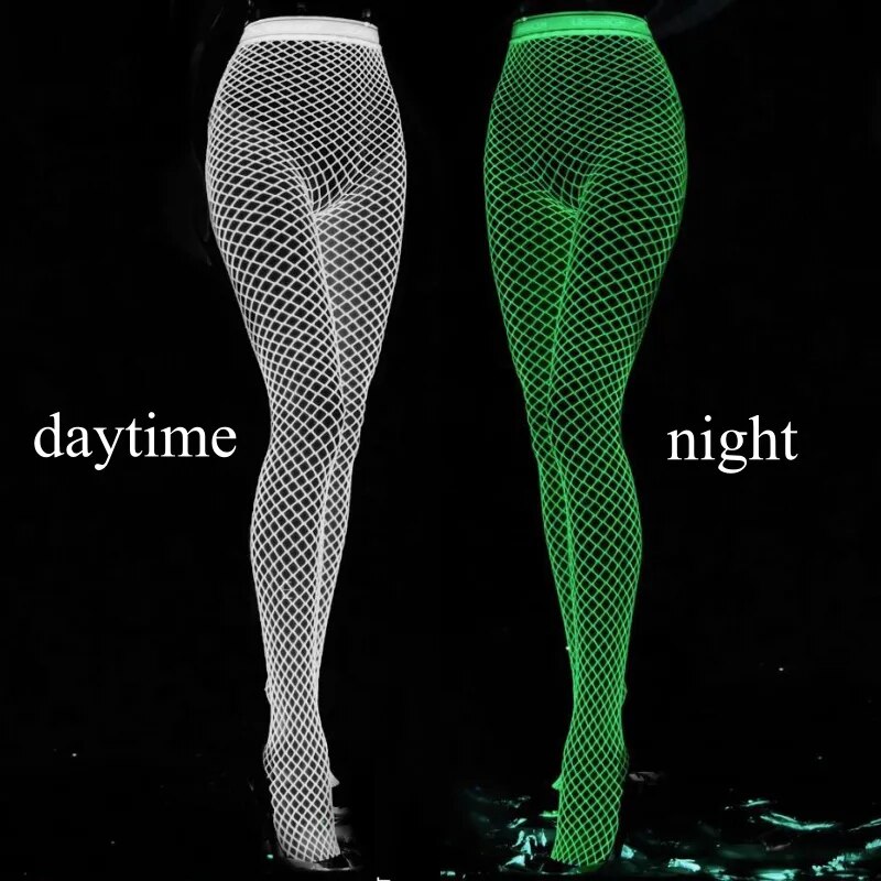 TEEK - Glow In the Dark Fishnet Pantyhose LINGERIE theteekdotcom   
