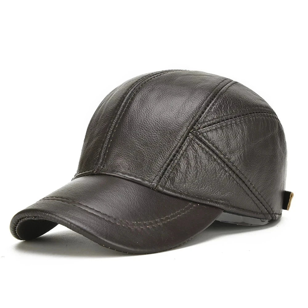 TEEK - Mens Real Leather Earflap Cap HAT theteekdotcom