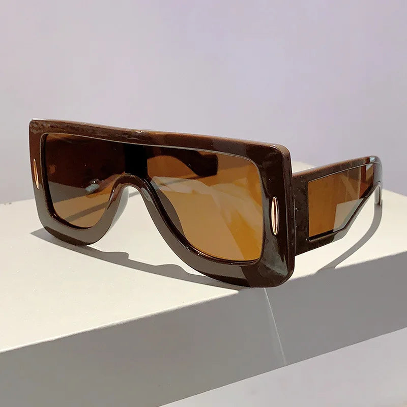TEEK - Oversized Vintage Flat Top Sunglasses EYEGLASSES theteekdotcom Brown Tea