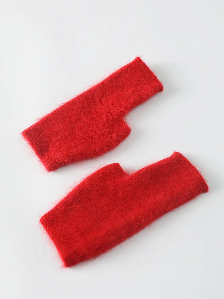 TEEK - Soft Fuzz Fingerless Gloves GLOVES theteekdotcom 12 Red  
