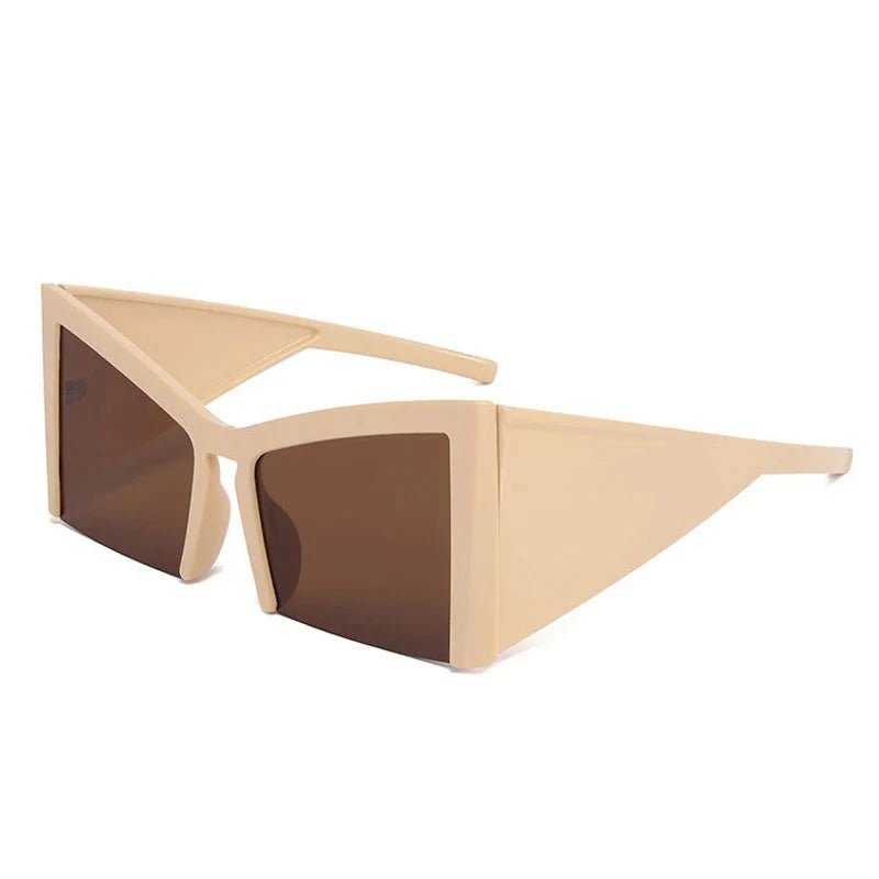 TEEK - Blocked Kitty Oversized Shield Sunglasses EYEGLASSES theteekdotcom C4 Yellow Brown  