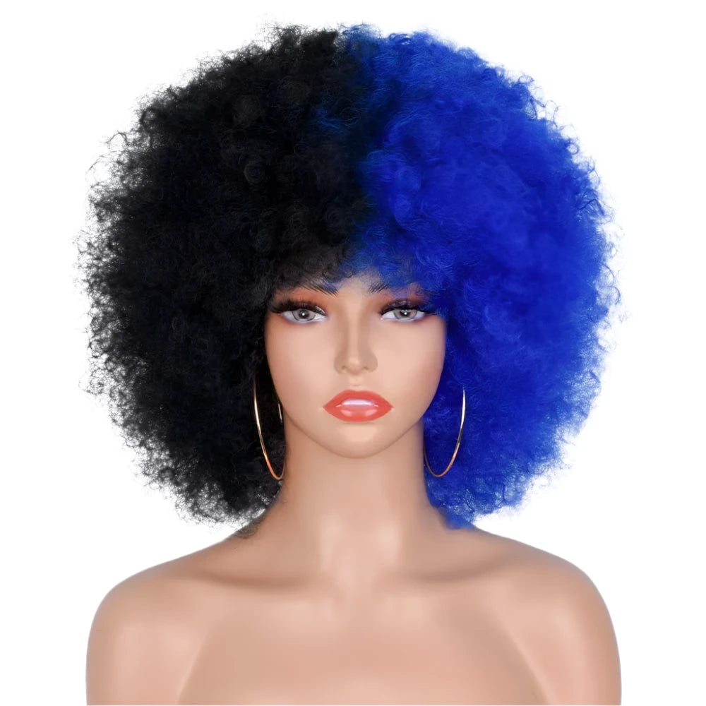 TEEK - Short Hair Afro Curly Wig HAIR theteekdotcom F1b-blue 10inches 