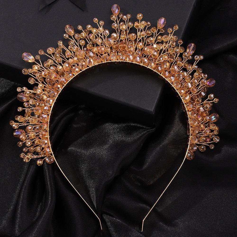 TEEK - Crystal Bejeweled Crown Headband HAIR CARE theteekdotcom Champagne  
