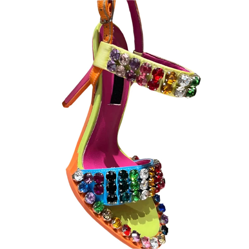 TEEK - Colorful  Crystal Rivets Buckle Sandals SHOES theteekdotcom 5.5  