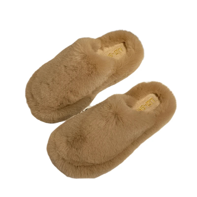 TEEK - Plush Thicked Platform Anti-Slip Slippers SHOES theteekdotcom khaki A 6 