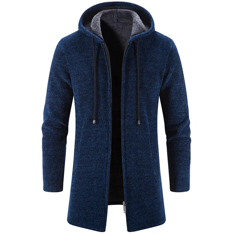 TEEK - Mens Zipper Medium Long Sweatercoat COAT theteekdotcom Navy US XS | Asian M 45-53kg 