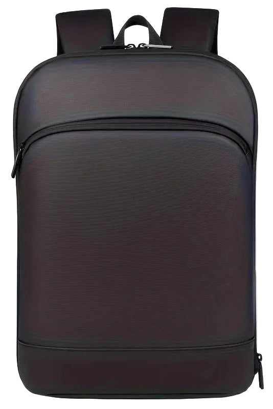 One men's plain business backpack with a luggage strap for commuting. TEEK Black