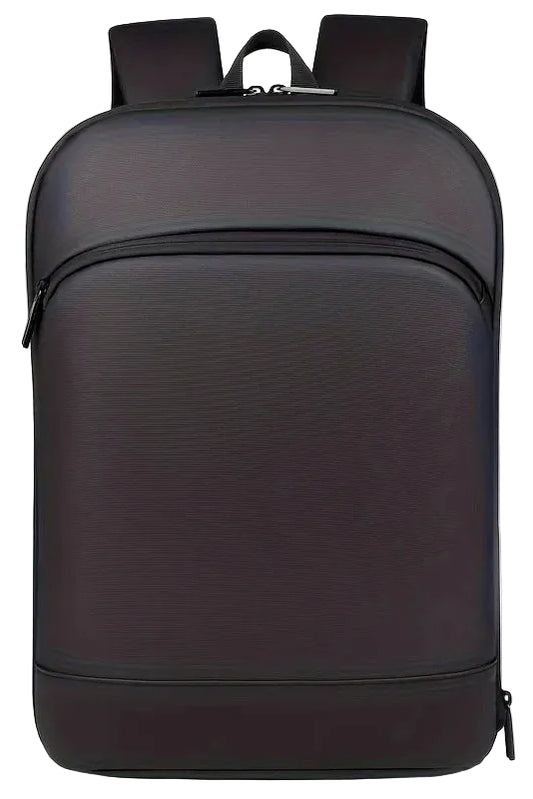 One men's plain business backpack with a luggage strap for commuting. TEEK Black