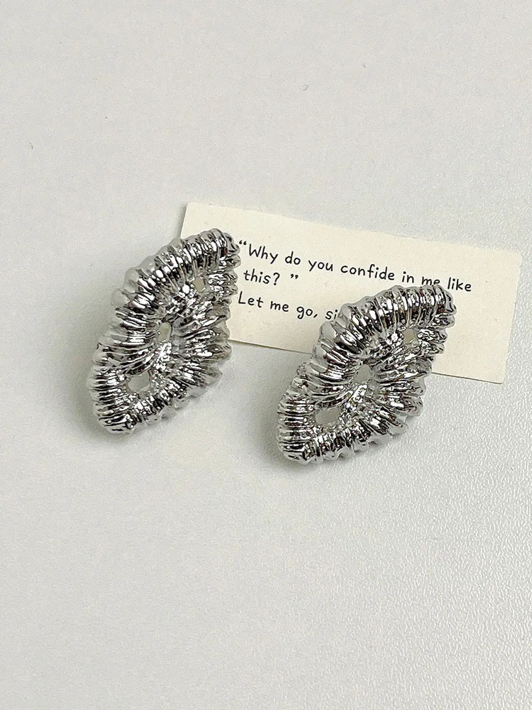TEEK - Irregular Metal Lava Textured Open Jewelry JEWELRY theteekdotcom Silver Earrings  
