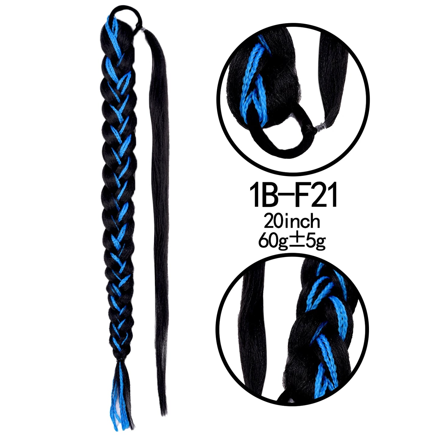 TEEK - 20 Inch Long Braided Synthetic PonytailHair Extension