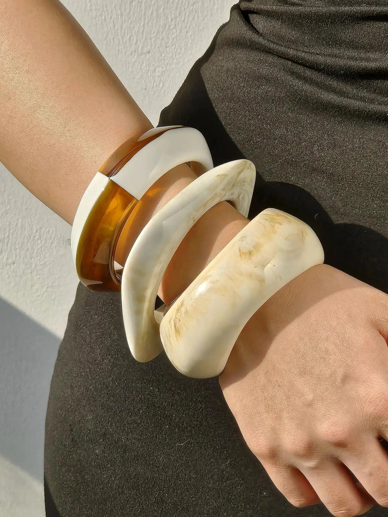 TEEK - Beach Stone Beige Irregular Wide Bracelet JEWELRY theteekdotcom