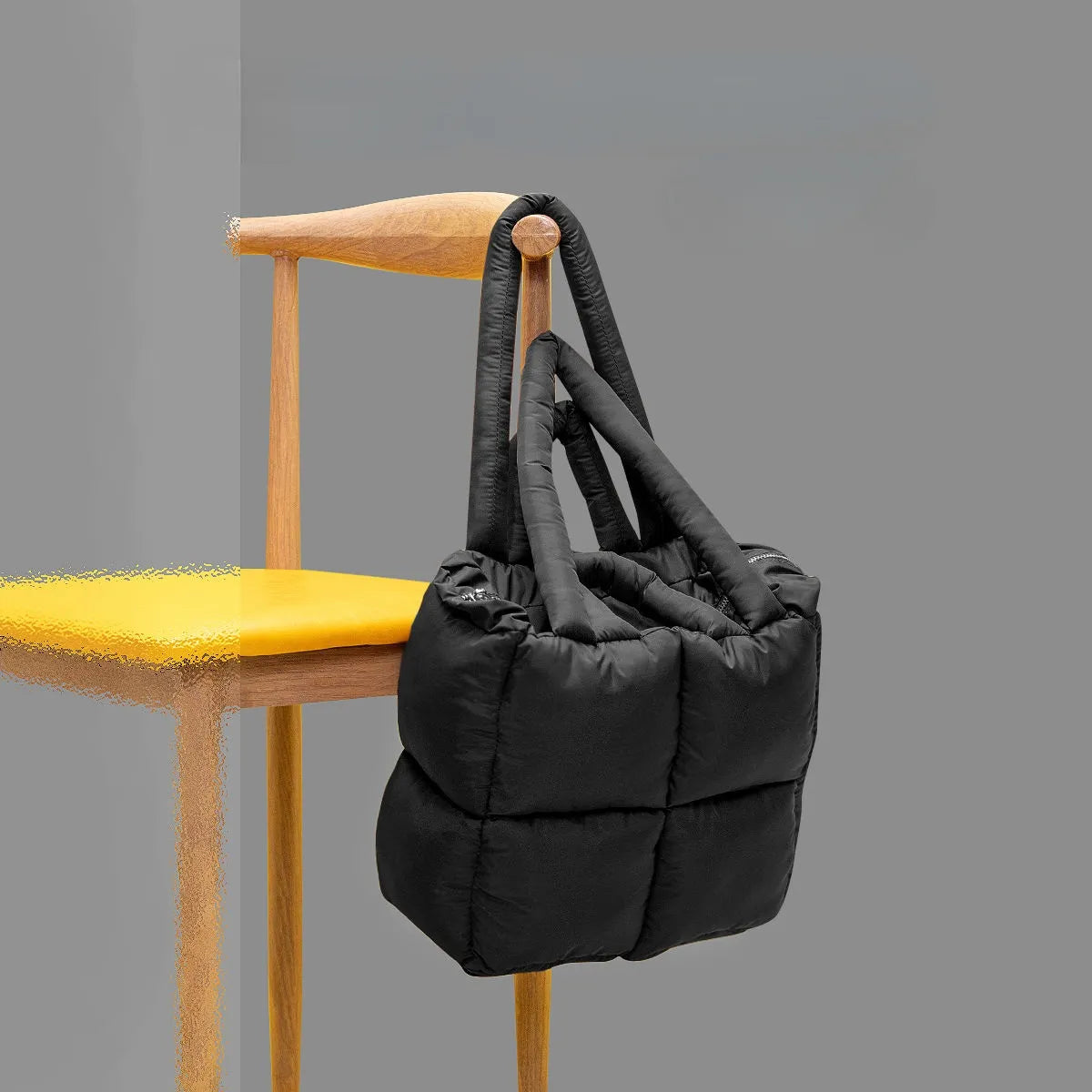 TEEK - Nylon Square Puff Handbag BAG theteekdotcom black  