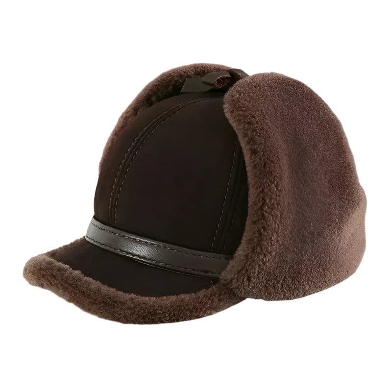 TEEK - Fur Wool Hat Winter Warm Ear Flap Hat HAT theteekdotcom dark brown 22.4in/57cm