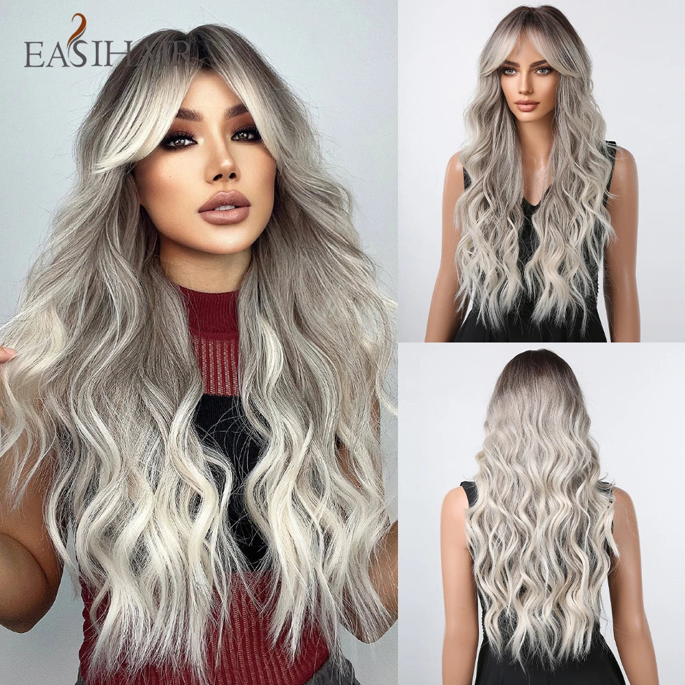 TEEK - Medium Length Wavy Bang Synthetic Wig HAIR theteekdotcom   