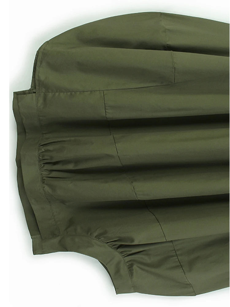 TEEK - Elastic Waist Army Green Pleated Irregular Skirt SKIRT theteekdotcom   