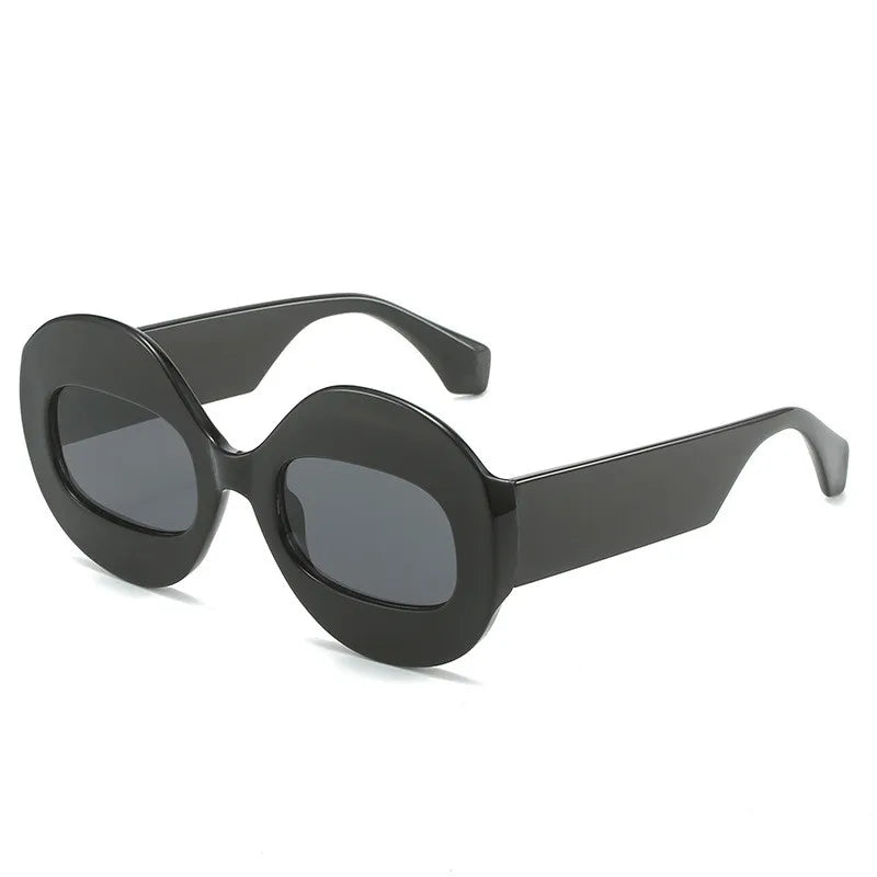 TEEK - Oval Streamline Sunglasses EYEGLASSES theteekdotcom black-black as picture shows 