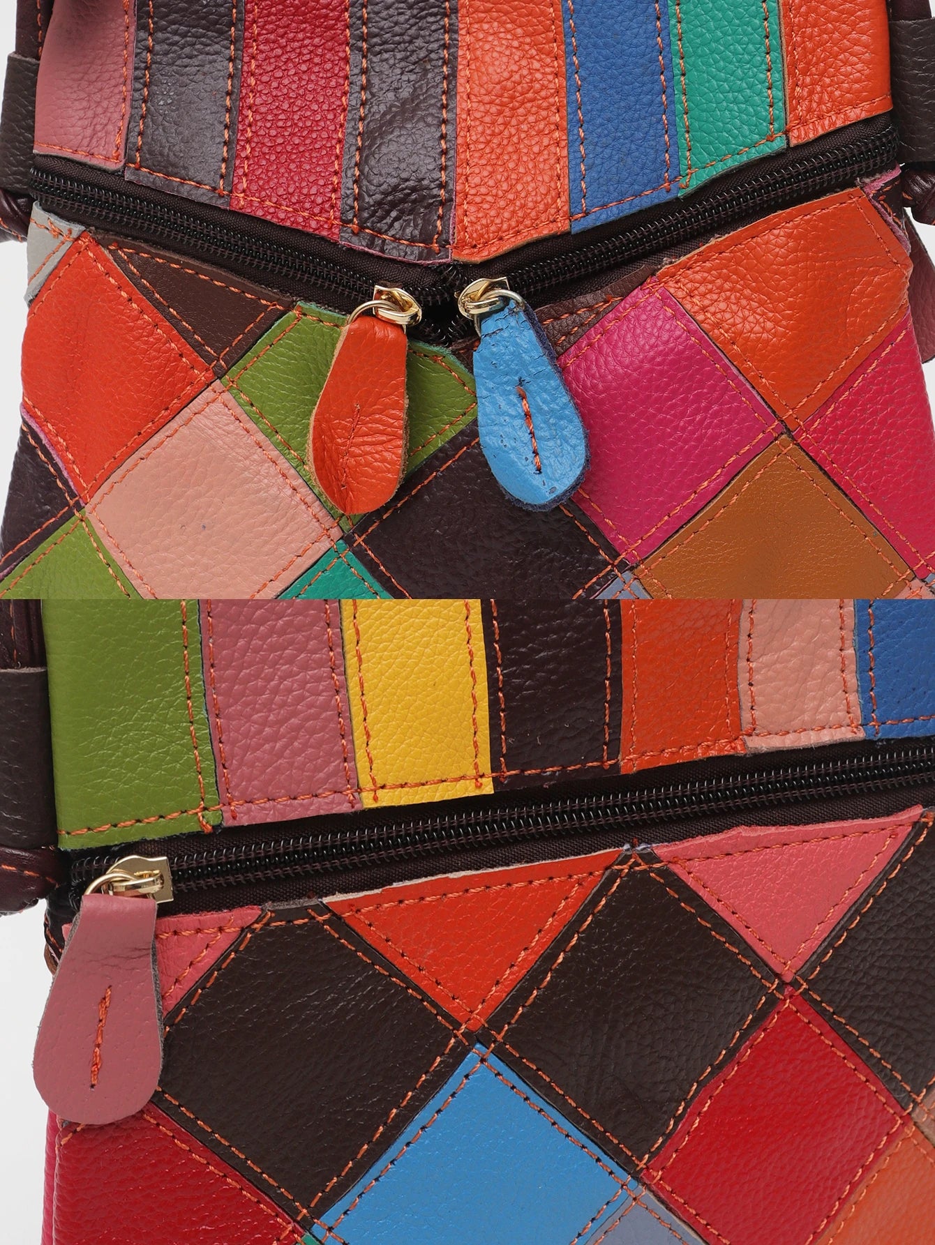 TEEK - Real Leather Random Color Patchwork Shoulder Bag BAG theteekdotcom   