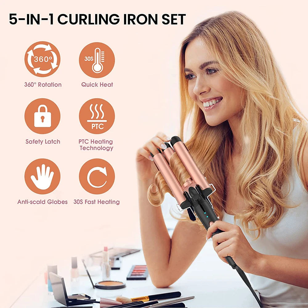 TEEK - 5 in 1 Hair Waver Curling Iron SET theteekdotcom   